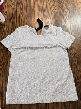 J. Crew Light Blue Eyelet Overlay Tie-Back Top